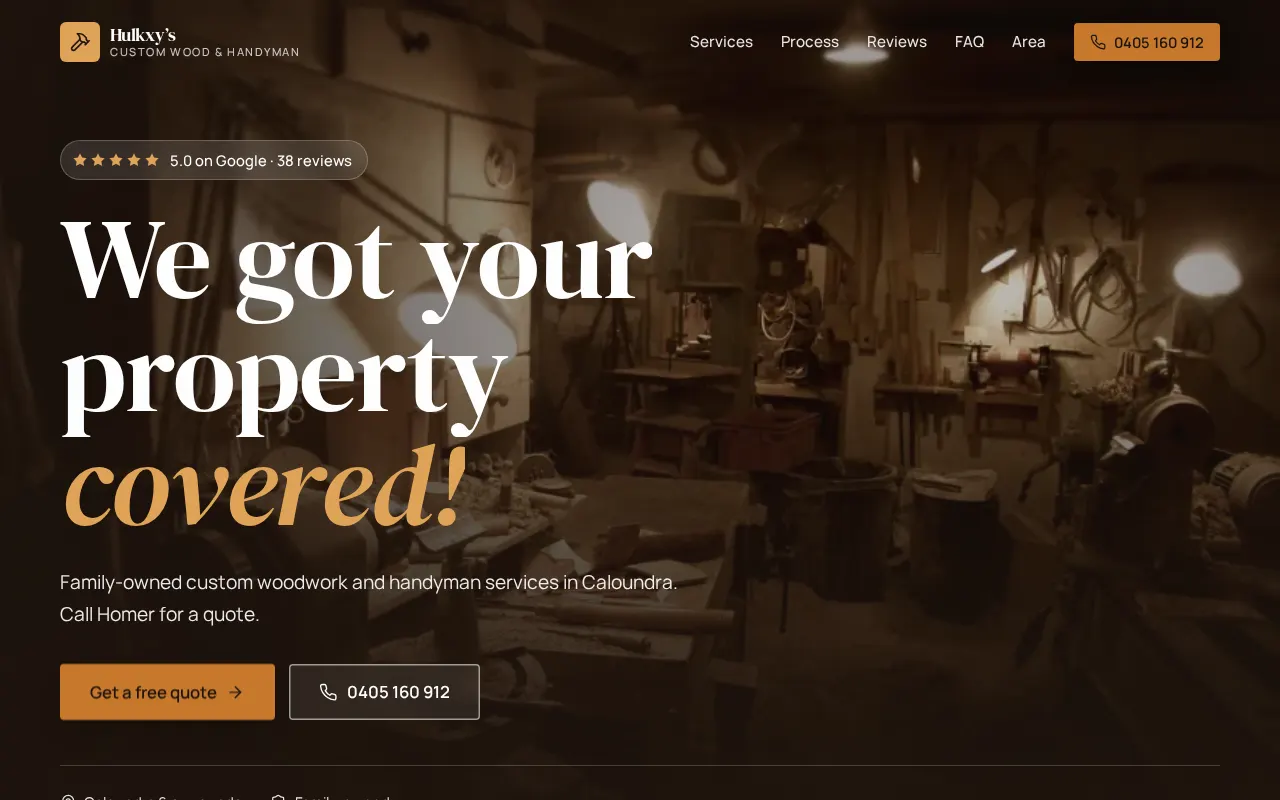 Hulkxys Custom Wood website (concept)